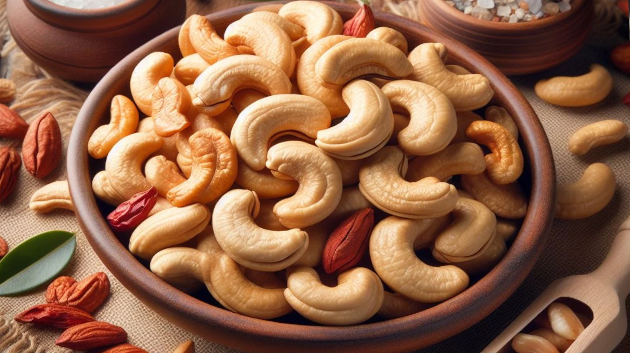 Cashews are seeds that contain 5.2g of protein per ounce.