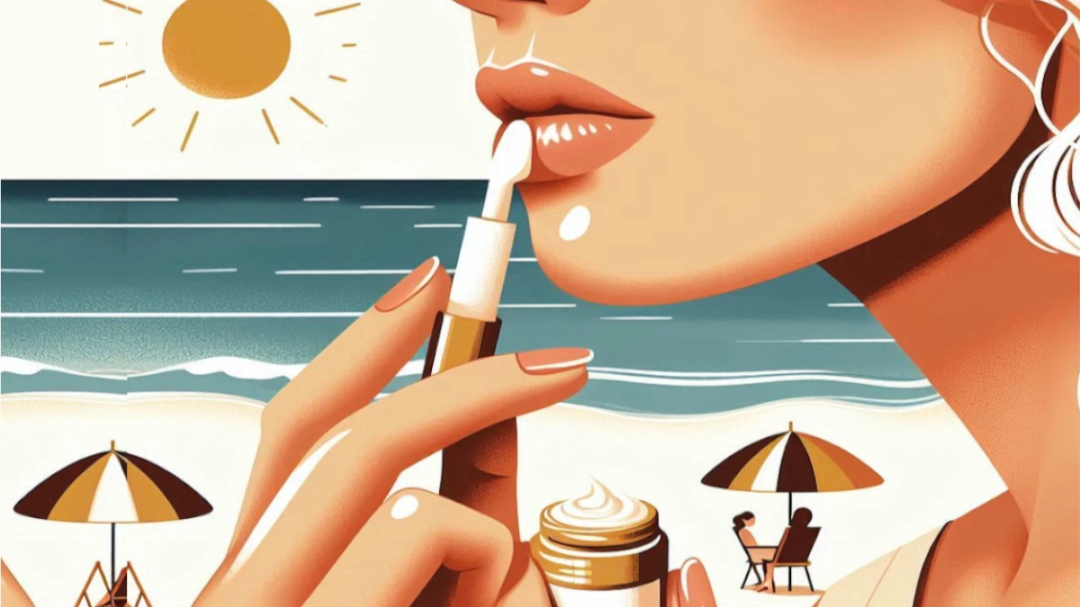 A person applying lip balm to protect their cold sore from sun exposure.